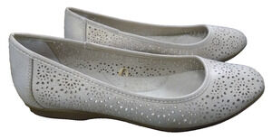 Croft & Barrow ortholite sz 8 Baritone metallic gold laser cut ballet flats New